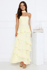 Sunset Reverie Strapless Maxi Dress Yellow