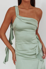 Carmel One-Shoulder Split Maxi Dress Sage