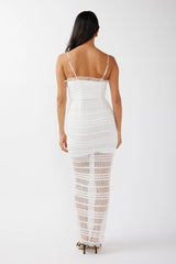 Wander & Roam Frill Trim Lace Dress White