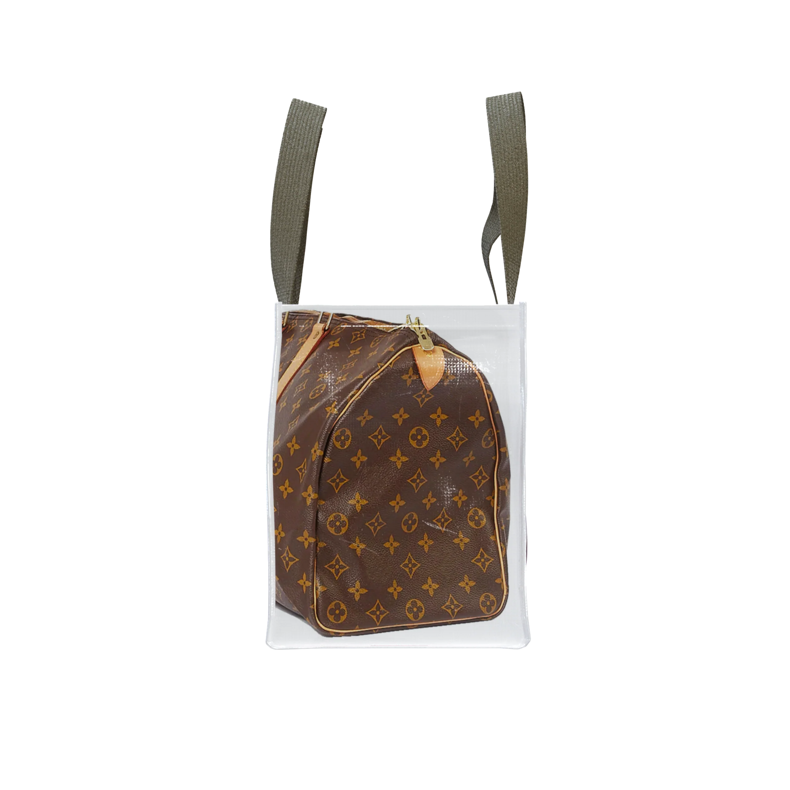 TITA ELVIE duffle Grocery Bag, brown  canvas, large