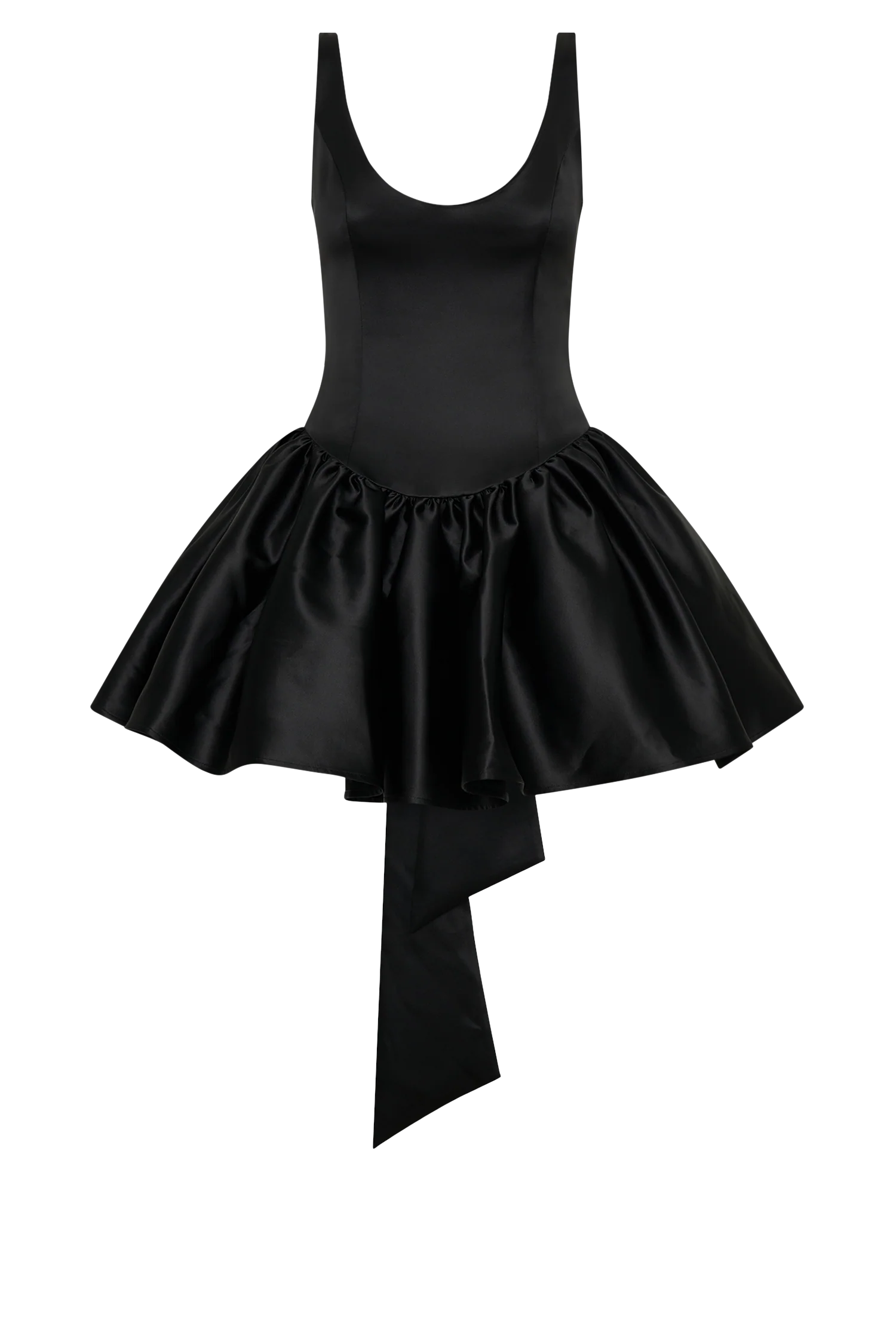 Felicia Satin Mini Dress With Bow - Black