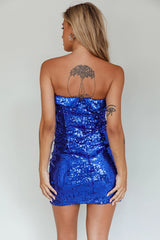 Drive Me Crazy Sequin Mini Dress Blue