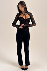 haut corset en dentelle noire avec boléro