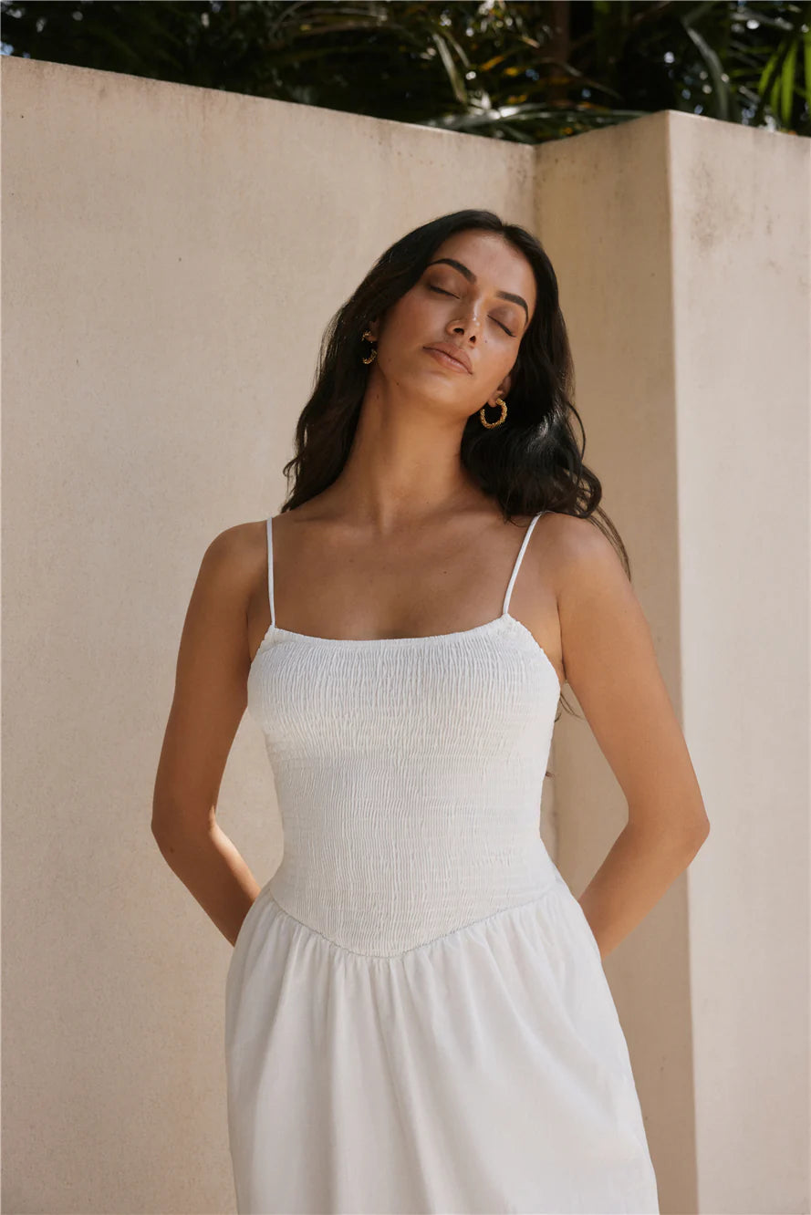 Whispering Willow Maxi Dress White