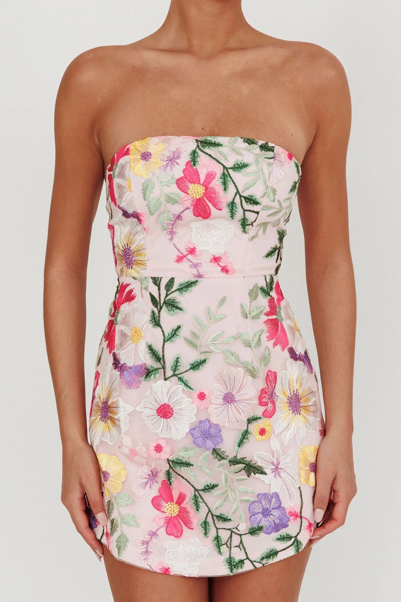 Entered The Chat Strapless Mini Dress Multi