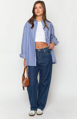 Zariah Blue Striped Long Sleeve Shirt