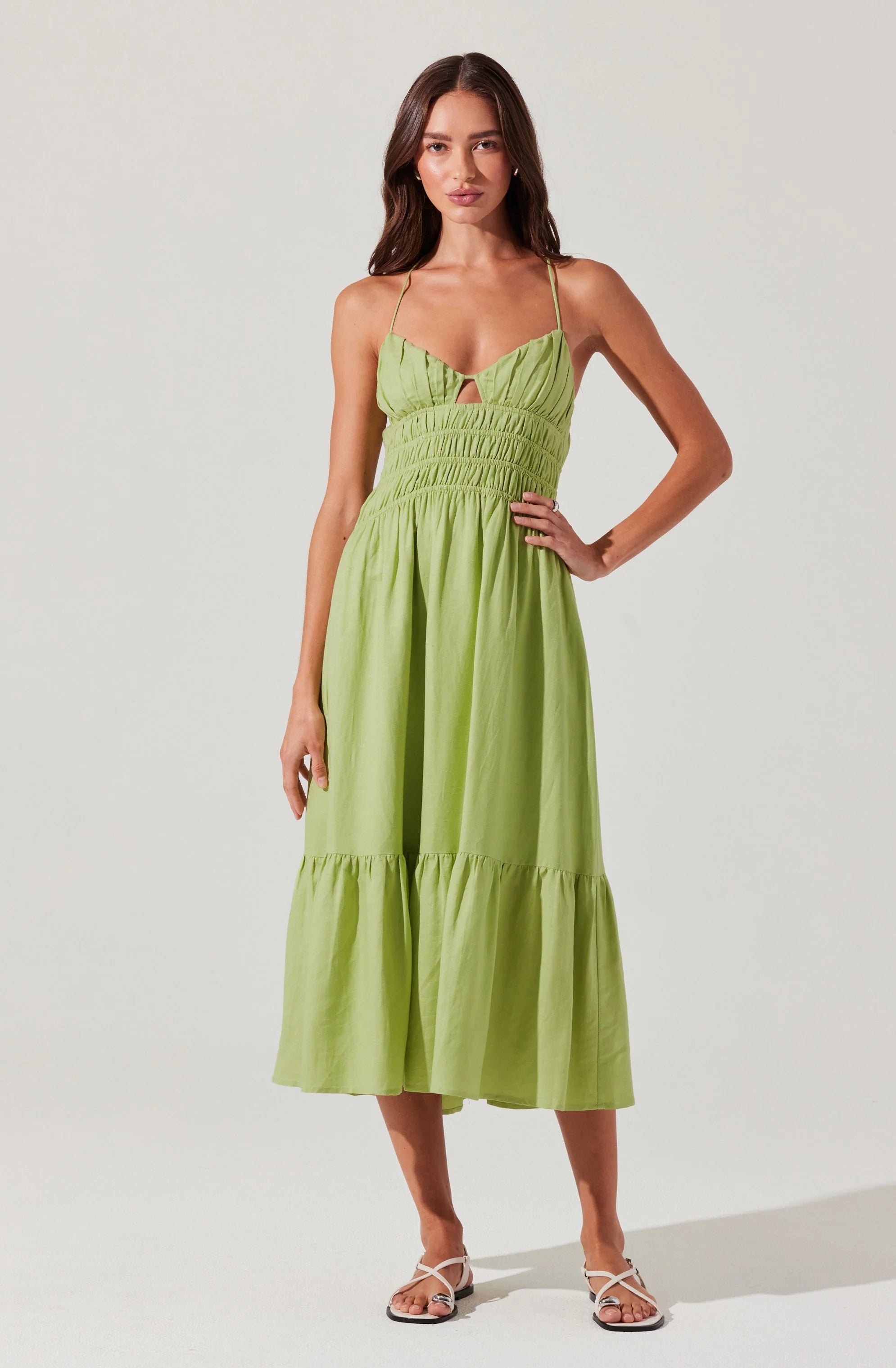 Eleni Linen-Blend Midi Dress