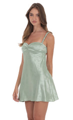 Jacquard Babydoll Dress in Sage