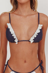 Josie Triangle String Fril Bikini Top Polka Dot