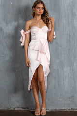 Engelique Tied Sleeve Midi Dress Blush