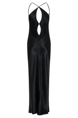 Lucia Satin Cut Out Maxi Dress - Black