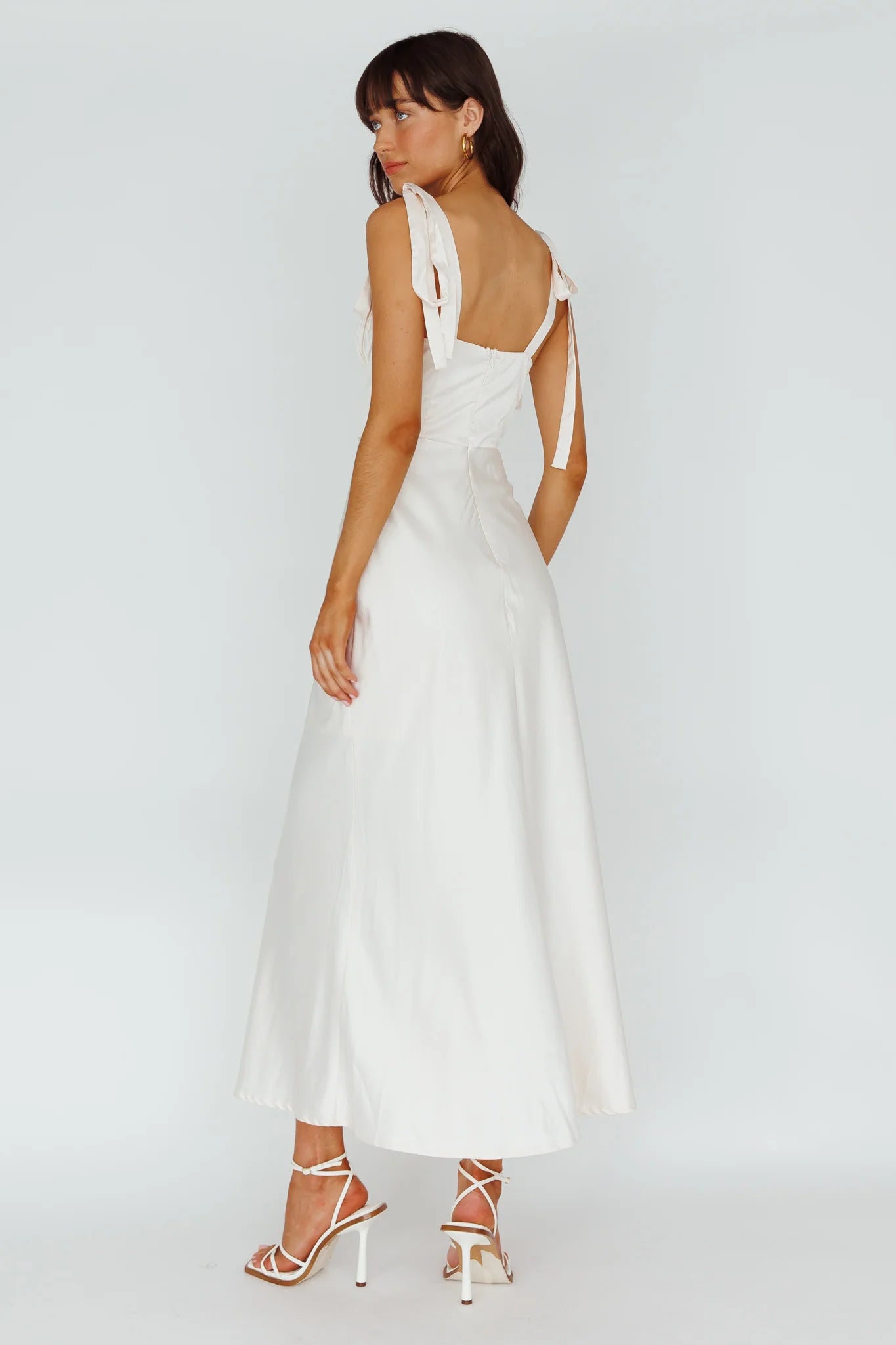 Pennelope Tied Shoulder Maxi Dress Ivory