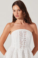 Deasia Strapless Eyelet Mini Dress
