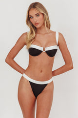 Saskia Contrast Waist Bikini Bottoms Black/Off White
