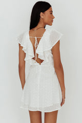 Kiarah Eyelet Ruffle Mini Dress White
