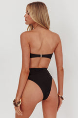Monique High Waist Twist Bikini Bottom Black/Off White