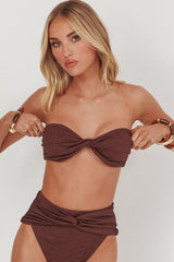 Monique Twist Bandeau Bikini Top Chocolate Texture