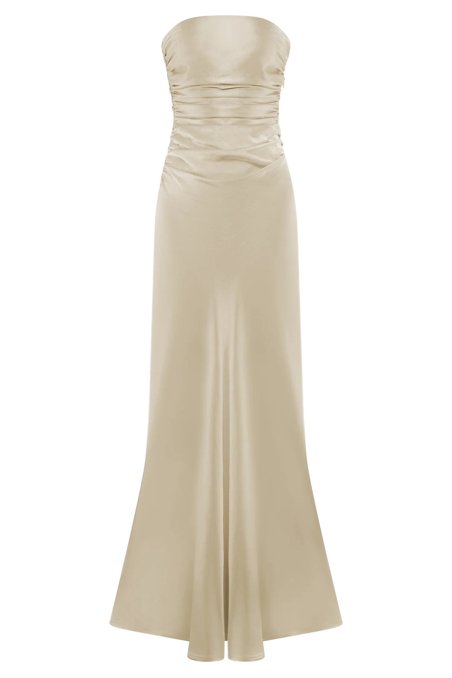 Cedar Strapless Satin Maxi Dress - Blush Gold