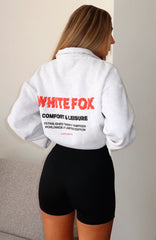 Standing On Business Zip Front Sweater Grey Marle