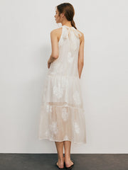 Casual Jacquard Halter Sleeveless Dress