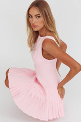 Opulent Accordion Pleat Mini Dress Pink