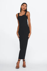 Emina Bead Trim Maxi Dress Black