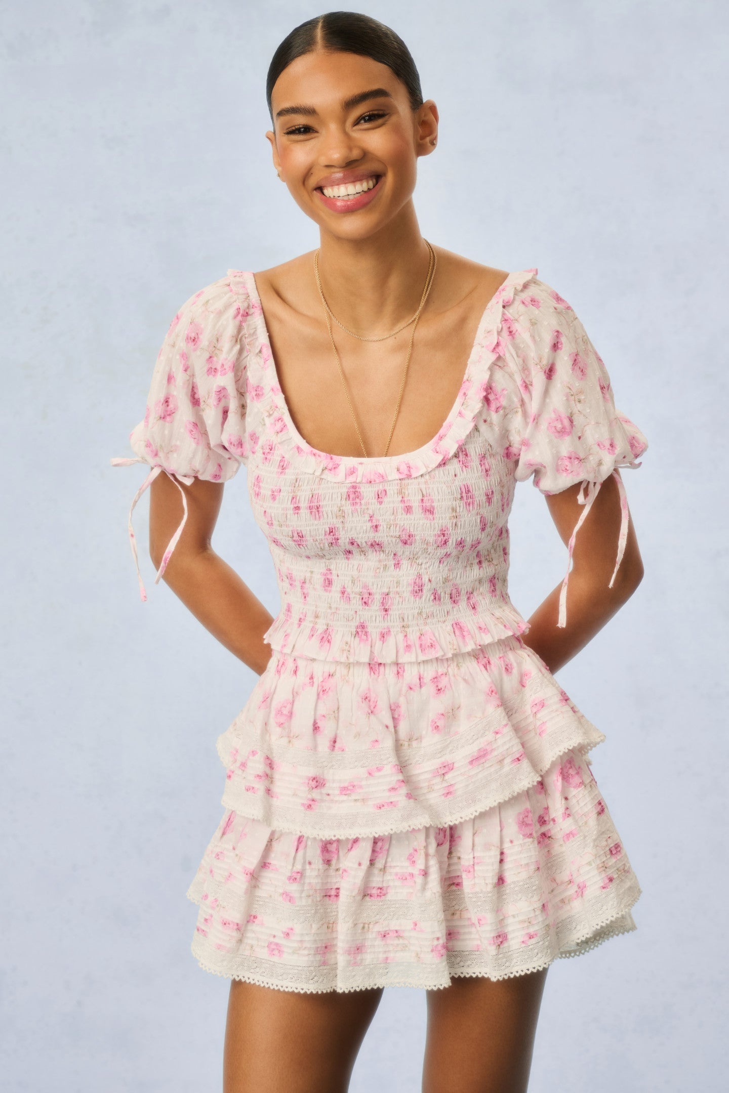 Ruffle Mini Fragrance Print Skirt