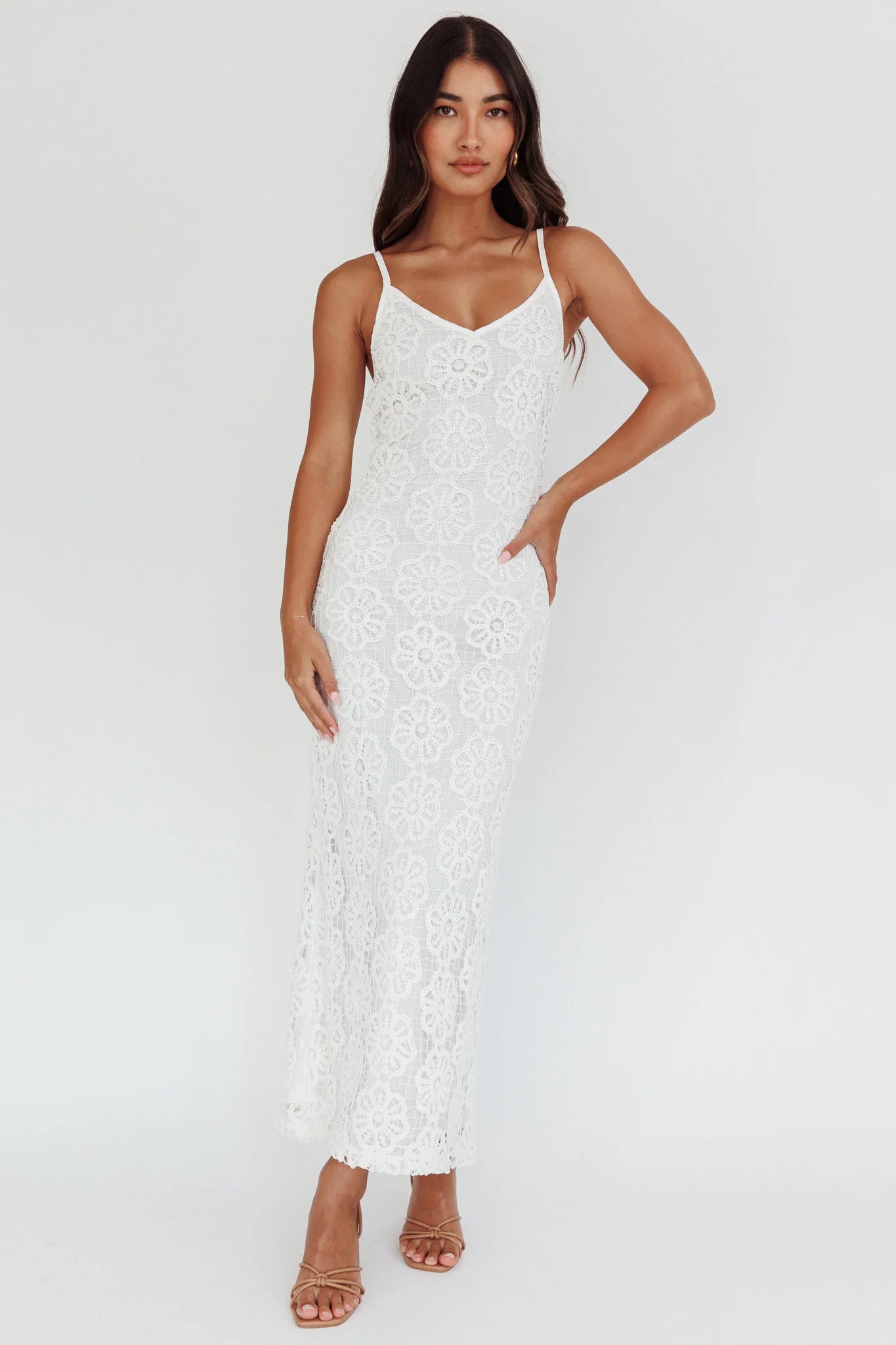 Spark Joy Floral Crochet Overlay White