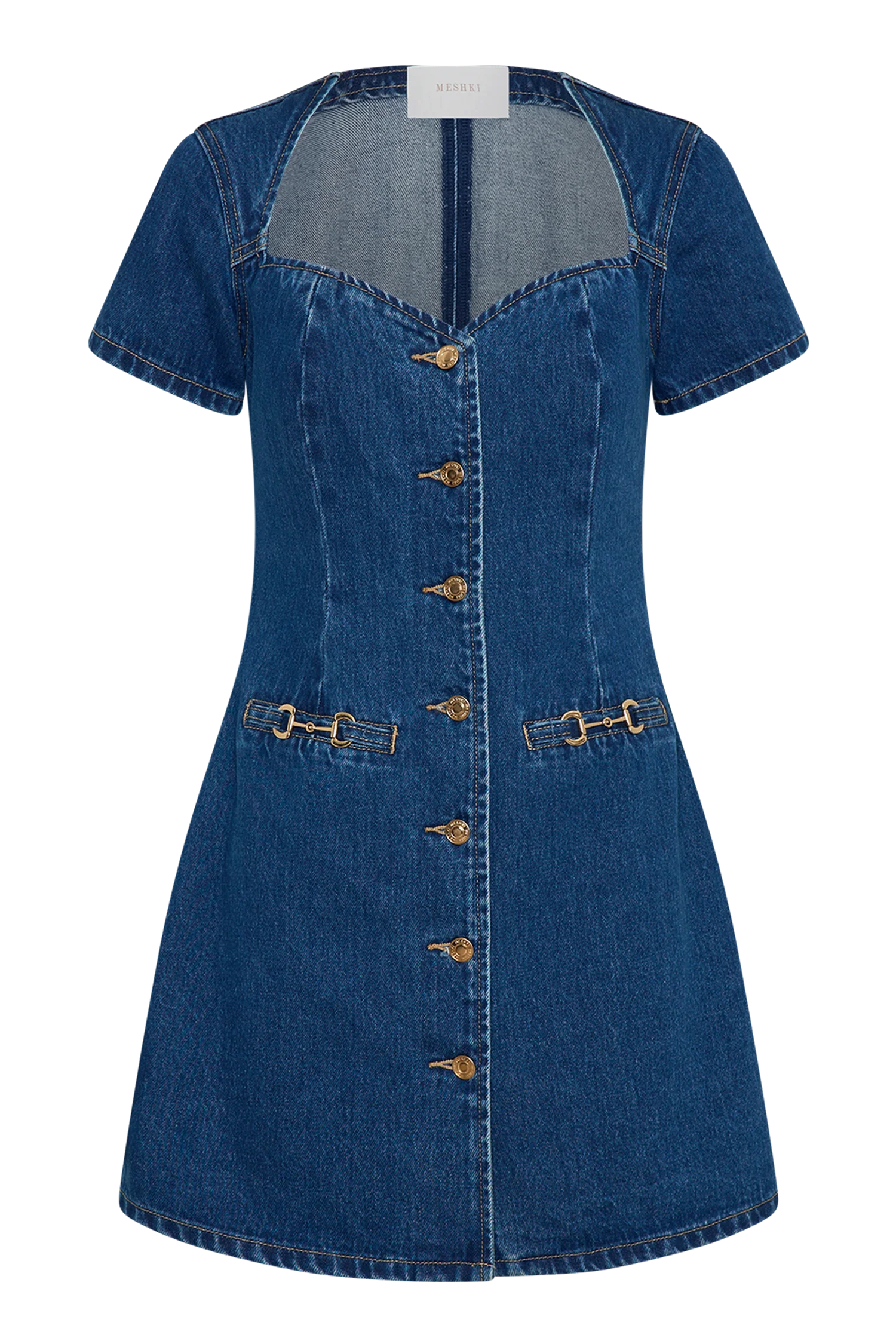Monica Sweetheart Denim Mini Dress - Dark Blue