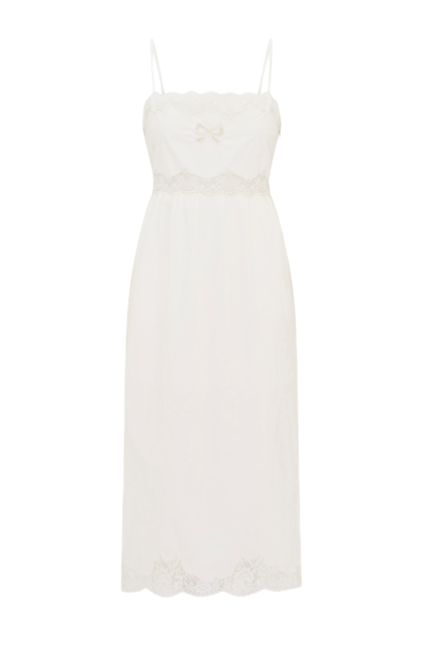 Vinca Cotton Lace Bow Midi Dress