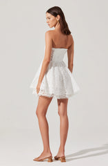 Deasia Strapless Eyelet Mini Dress