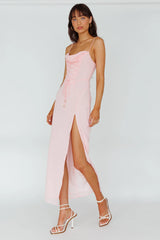 Ryanna Laced Bodice Split Midi Dress Pink