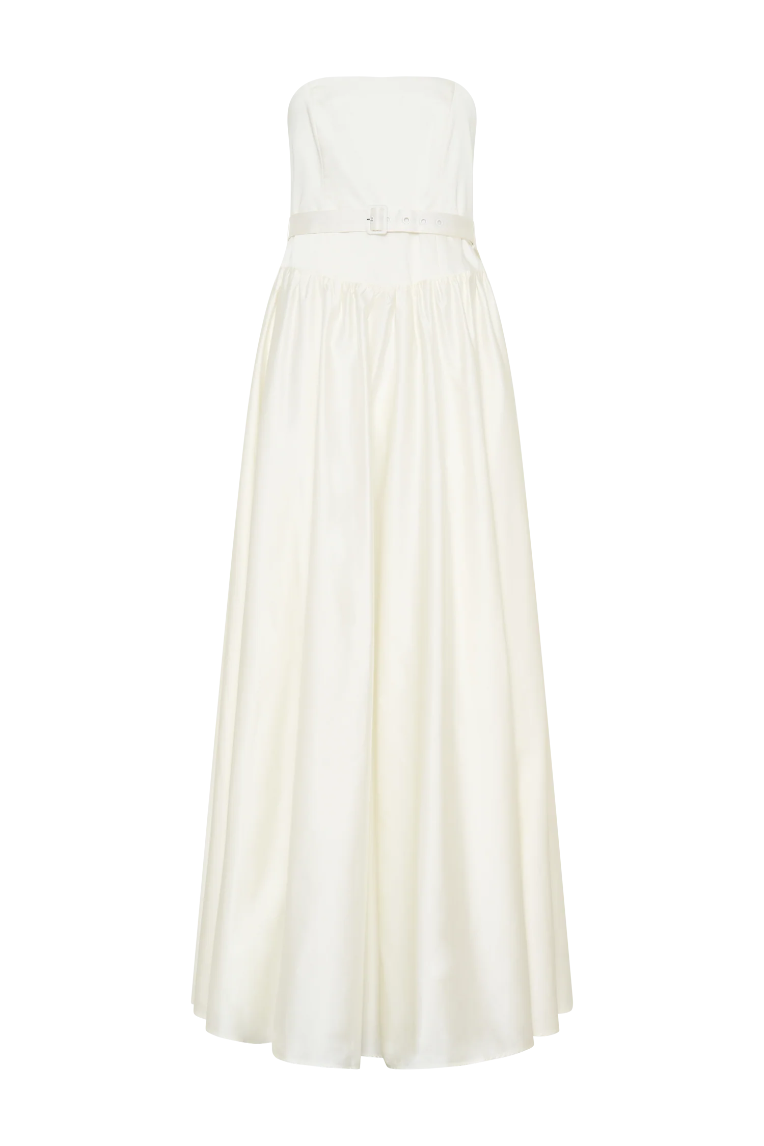 Florence Strapless Belted Maxi Dress - White