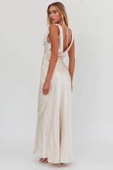 Chills Cowl Neck Satin Maxi Dress Champagne