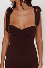 Rose Garden Tied Shoulder Maxi Dress Brown