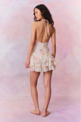 Adrinette Chiffon Halter Mini Dress
