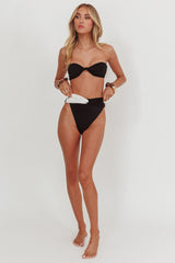 Monique High Waist Twist Bikini Bottom Black/Off White