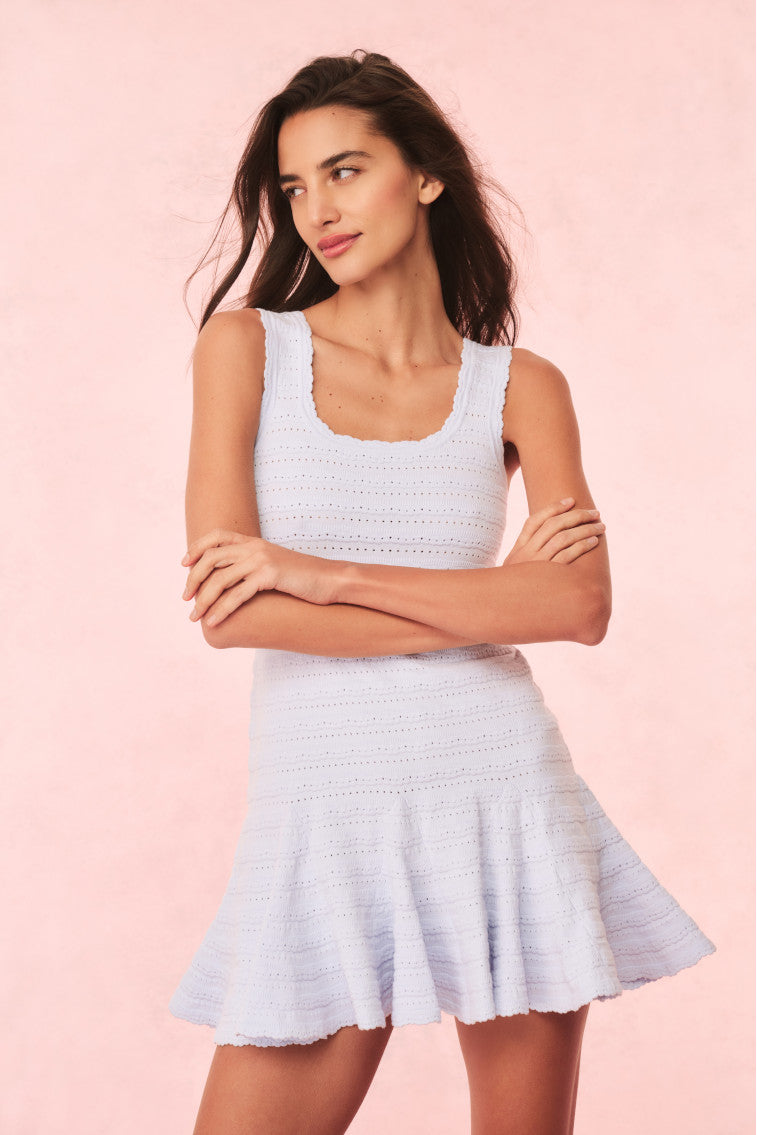 Maryanne Knit Mini Dress - MORNING SKY