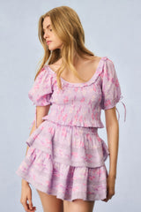 Ruffle Mini Fragrance Print Skirt