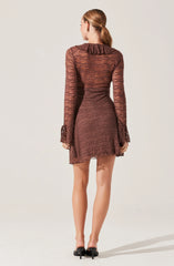 Ruffle V-Neck Lace Mini Dress