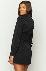 Social Black Mini Shirt Dress