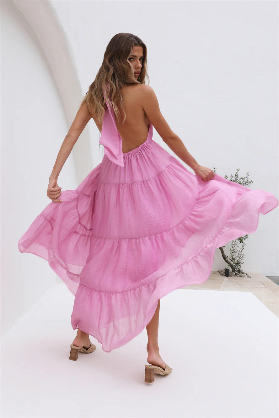 Spring Sunsets Maxi Dress Pink