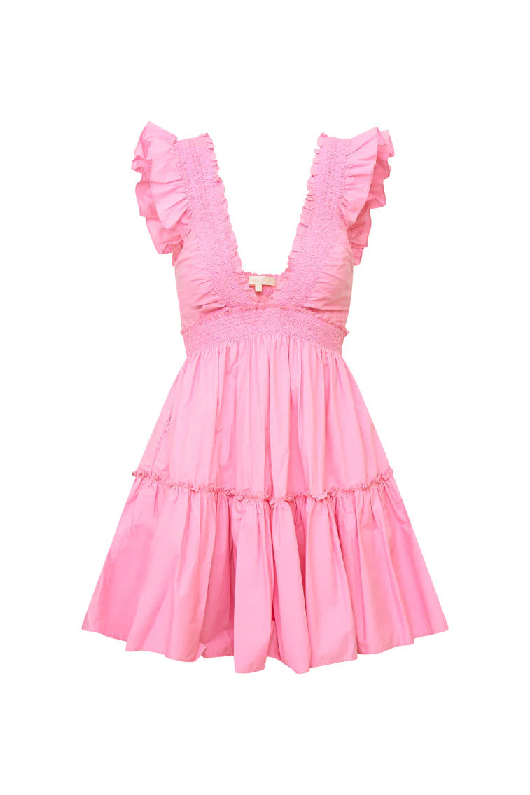 Poplar Flutter Sleeve Mini Dress - MELON KISS