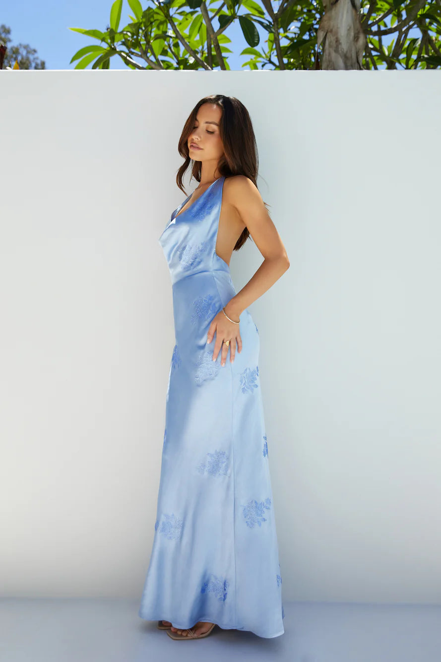 Skylar Satin Maxi Dress Blue