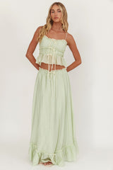 Maidens Tie Detail Overlock Maxi Skirt Sage