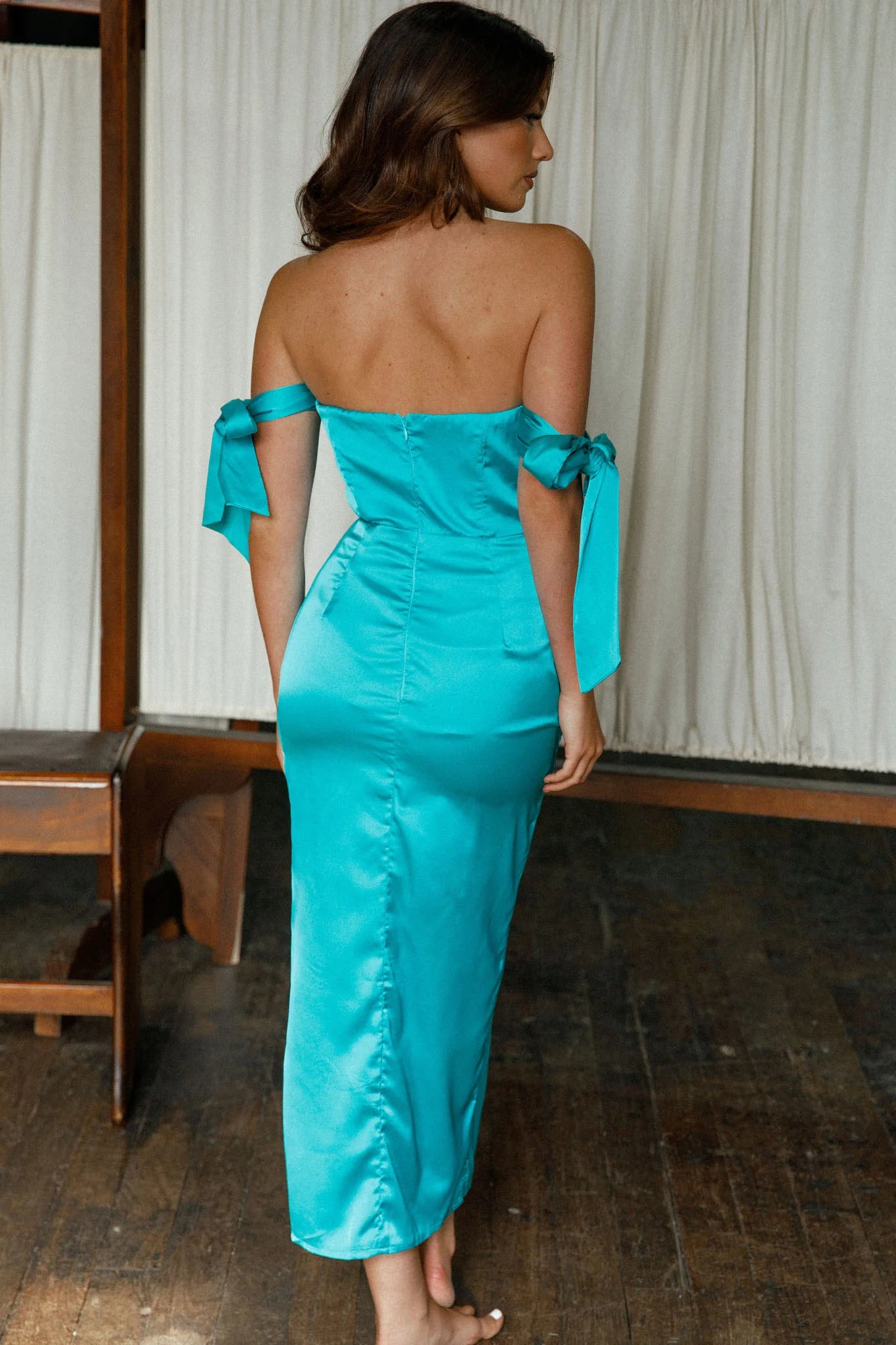 Engelique Tied Sleeve Midi Dress Jade