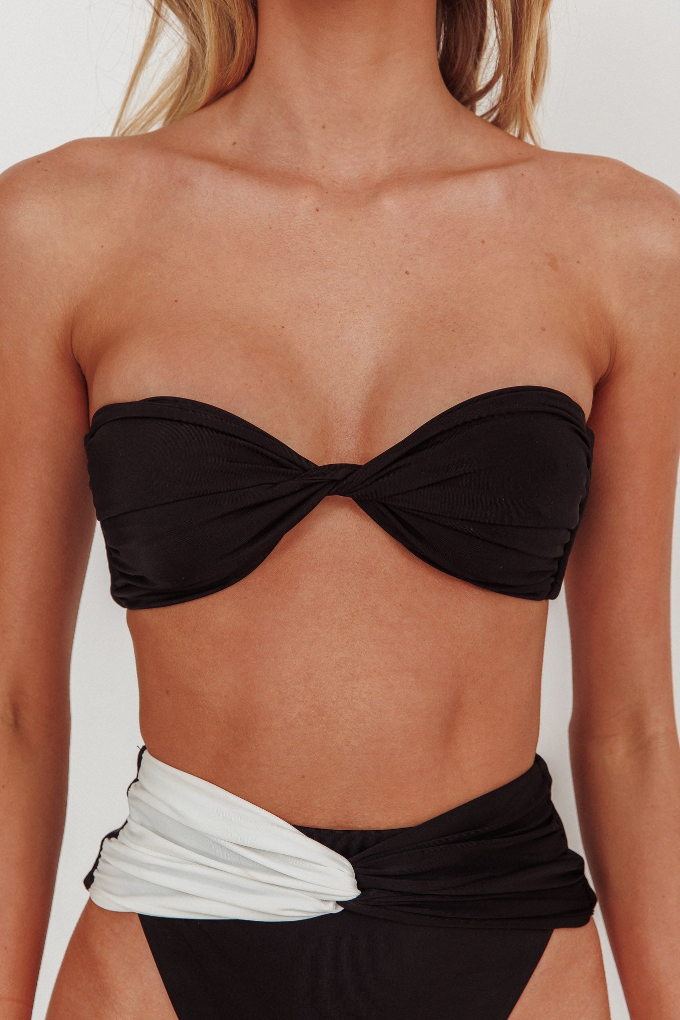 Monique Twist Bandeau Bikini Top Black
