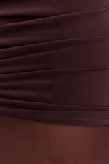Delaney Slinky And Mesh Maxi Dress - Chocolate