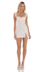 Sweetheart Neck Lace Dress in White