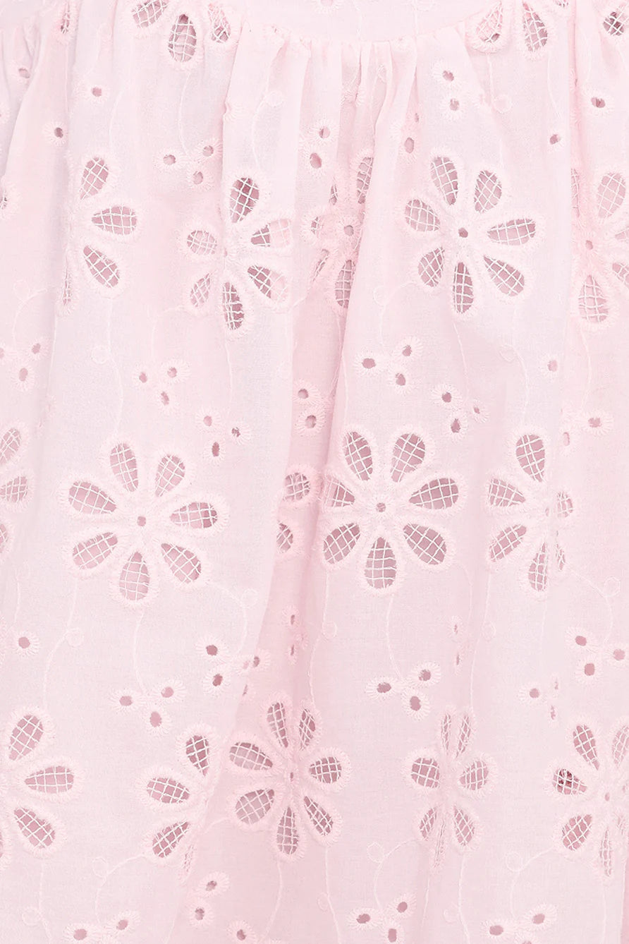 Lynne Mini Dress - Pink Broderie